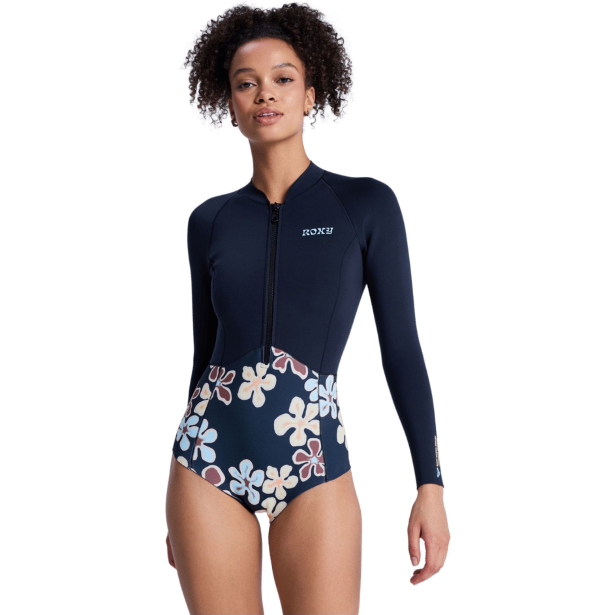 2026 Roxy Dame 1mm Swell Natural Front Zip Forårs Våddragt 26BW243506 - Flower